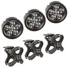 Rugged Ridge X-Clamp Textured Black With 3-1/2" Round LED Light For 2-1/4"-3" Round Bar Set