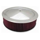 CJ Classics Air Cleaner Muscle Car Style Steel Polished 14" x 4" With Flat Base