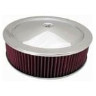 CJ Classics Air Cleaner Muscle Car Style Steel Polished 14" x 4" With Recessed Base