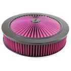 CJ Classics Air Cleaner Black Top Flow 14" X 3" With Flat Base