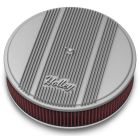 Holley Air Cleaner Power Shot 14" Aluminum Round Finned Natural Finish For 4-Barrel Carburetors