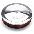 Edelbrock Air Cleaner 14" Round Chrome Pro-Flo With Red Oiled Filter For 4-Barrel Carburetors