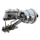 CJ Classic Trucks Dual Brake Booster Conversion Kit 8" Chrome With 1-1/8" Bore Dual Bail Master Cylinder Automatic Chevrolet C10 1960-1966