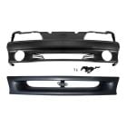 Front Bumper Conversion Kit 1993 Cobra Style With Gloss Black Running Horse Grille Emblem Mustang GT 1987-1993