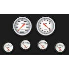 Classic Instruments 6-Gauge Set White Velocity Series With 4-5/8" Speedo/ Tach And 2-5/8" Gauges For 0-90 OHM Fuel Sending Unit