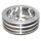 CJ Classic Trucks Single 3-Groove Crankshaft Pulley Aluminum Polished For Short Water Pump Small Block Chevrolet 1960-1968