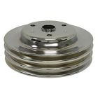 CJ Classic Trucks Single 3-Groove Crankshaft Pulley Steel Chrome For Short Water Pump Small Block Chevrolet 1960-1968