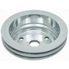 CJ Classic Trucks Single Two Groove Crankshaft Pulley Aluminum Satin For Long Water Pump Small Block Chevrolet 1969-1987
