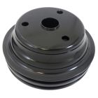 CJ Classic Trucks Two Groove Crankshaft Pulley Aluminum Black For Long Water Pump Small Block Chevrolet 1969-1987