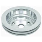 CJ Classic Trucks Two Groove Crankshaft Pulley Aluminum Polished For Long Water Pump Small Block Chevrolet 1969-1987
