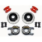 Wilwood Rear Brake Kit D154 With Drilled/Slotted Rotors/Emergency Brake/Red Calipers Chevrolet C10 1963-1987