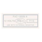 Jim Osborn Reproductions Ignition Coil Decal FoMoCo F-100 1956-1964