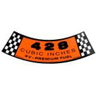 Jim Osborn Reproductions Decal Air Cleaner 4V 428 Premium Fuel 1968 Mustang
