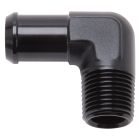 Edelbrock Heater Hose End Fitting Anodized Black 90-Degree 1/2" NPT X 1/2" Barb