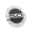 Drake Muscle Cars Fuel Door Comp Series Silver With Matte Black Accents And 5.0 Logo Mustang 2015-2023
