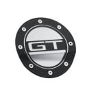 Drake Muscle Cars Fuel Door Comp Series Matte Black With Silver Accents And GT Logo Mustang 2015-2023