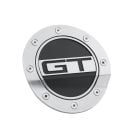 Drake Muscle Cars Fuel Door Comp Series Silver With Matte Black Accents And GT Logo Mustang 2015-2023