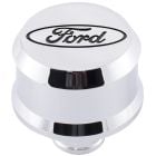 Ford Racing Breather Cap Slant Edge Chrome With Black Recessed Ford Oval Logo