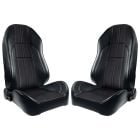 TMI Front Bucket Seat Sport II Pro-Series Deluxe High Back Black Pair Mustang 1971-1973