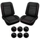 TMI Sport R Pro Low Back Bucket Seat Pair w/ Brackets Chevy C10 73-87 Black