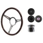Steering Wheel Kit 1965 GT350 Thin Spoke Woodgrain 14" 9-Bolt Mustang 67-73 w/ Horn Button