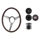 Steering Wheel Kit 1965 GT350 Thin Spoke Woodgrain 15" 9-Bolt Mustang 64-1/2 w/ Horn Button