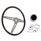 Woodgrain Steering Wheel Kit 14" 3-Bolt With Walnut Finish 1964-1/2 Mustang