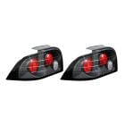 Taillight Assembly Euro Clear With Red Reflectors Black Pair Mustang 1996-1998