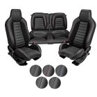 TMI Upholstery With Seat Foam Sport R Series Hi-Back Black Full Set Mustang Fastback 2015-2021