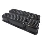 Valve Cover Short Black Finned Aluminum Pair Small Block Chevrolet 1960-1986