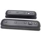 Valve Cover Aluminum Short Black Ball Milled Pair Small Block Chevrolet 1987-Up