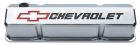 PROFORM Valve Covers Slant-Edge Polished Aluminum Tall Pair With Red and Black Chevrolet Bowtie Logo 262-400 Small Block Engine