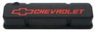 PROFORM Valve Covers Slant-Edge Black Crinkle Aluminum Tall Pair With Red Chevrolet Bowtie Logo 262-400 Small Block Engine