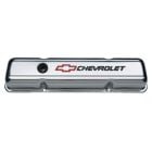 PROFORM Valve Cover Short Chrome-Plated Steel With Recessed Chevrolet Bowtie Logo Chevy Small Block 262 / 283 / 302 / 305 / 307 / 327 / 350 / 400 1955-1986