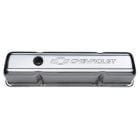 PROFORM Valve Cover Chrome Tall Pair With Embossed Bowtie/Chevrolet Emblem/Baffles 262-400 Small Block Chevrolet 1955-1986