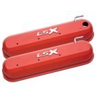 PROFORM Valve Cover Slant-Edge Chevy Orange Aluminum Tall Baffled With Raised LSX Logo Pair GM LS