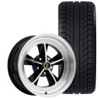 Legendary Wheel Co. GT9 Alloy Wheel And Tire Package 17"x7"/17"x8" Black/Machined Mustang 1965-1973