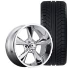 B/G Rod Works Old School Wheel And Tire Package 17"x8" Chrome Mustang 1969-1973