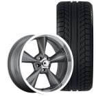 B/G Rod Works Old School Wheel And Tire Package 17"x8" Gunmetal With Machined Lip Mustang 1969-1973