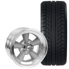 American Racing Original Torq-Thrust Wheel And Tire Package 17"x8" Vintage Silver With Machined Lip Mustang 1965-1973