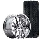 US Mags Rambler Wheel And Tire Package 17"x7"/17"x8" Chrome Mustang 1965-1973