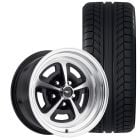 Legendary Wheel Co. Magnum 500 Alloy Wheel And Tire Package 17"x7"/17"x8" Gloss Black/Machined Mustang 1965-1973