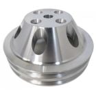 CJ Classic Trucks 2-Groove Water Pump Pulley Aluminum Satin For Long Water Pump Small Block Chevrolet 1969-1985