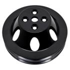 2-Groove Water Pump Pulley Aluminum Black For Long Water Pump SBC 69-85