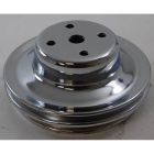 CJ Classic Trucks 2-Groove Water Pump Pulley Steel Chrome For Long Water Pump Big Block Chevrolet 1969 And Up