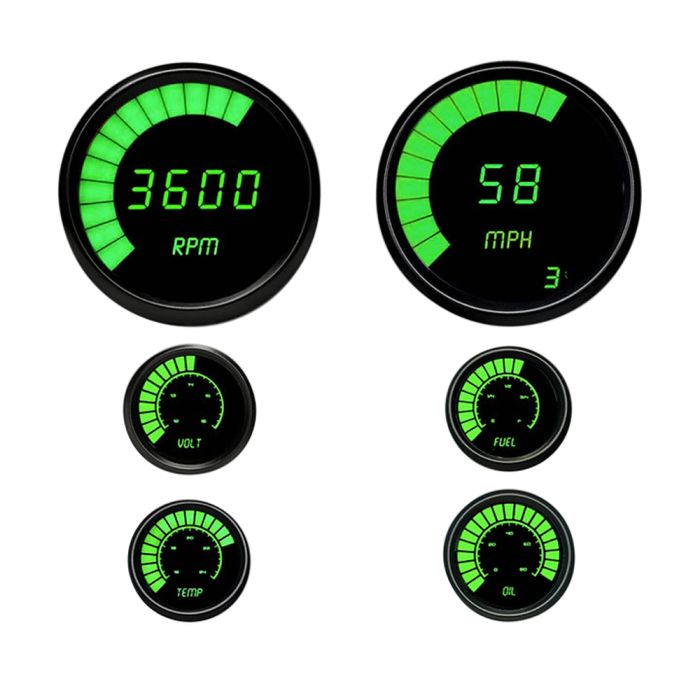 Intellitronix B9999G MultiGauge Set Green wBlack Bezel