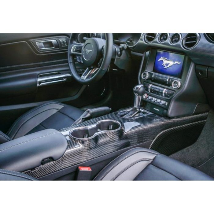Real Carbon Fiber Center Console Panel Decal Trim For Ford Mustang 2015-2023 – UV Coated, 3D Sticker, Interior Upgrade