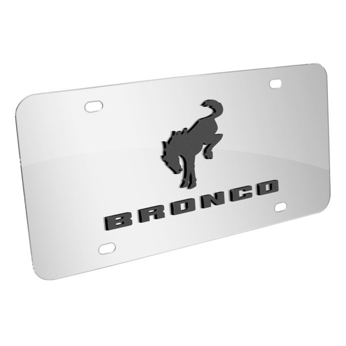 White Horses On Black License Plate Frame - Heavy Duty Metal Tag Border, Screw-On Design, Chip Resistant Finish