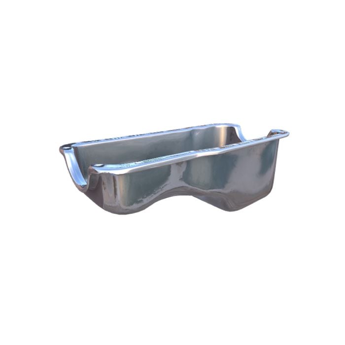 1962-82 SBF Ford Polished Aluminum Oil Pan Retro Finned Front Sump | Fits 260 289 302 Engines | Part #SRN8446