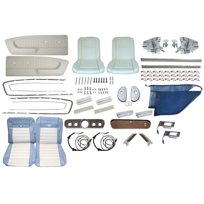 Mustang Pony Interior Conversion Kit Upgraded Blue And White 19651966 Fastback